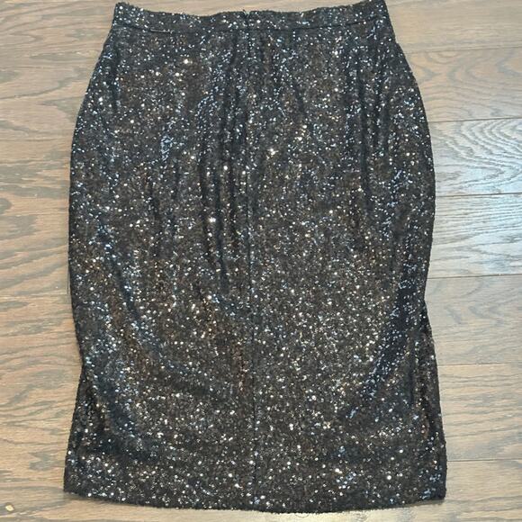 ASOS Curve Knee Length Faux Wrap Black Sequin Skirt Size 14 - Picture 2 of 9
